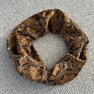 Ann Taylor Loft Infinity Scarf Fringed Blue Gold